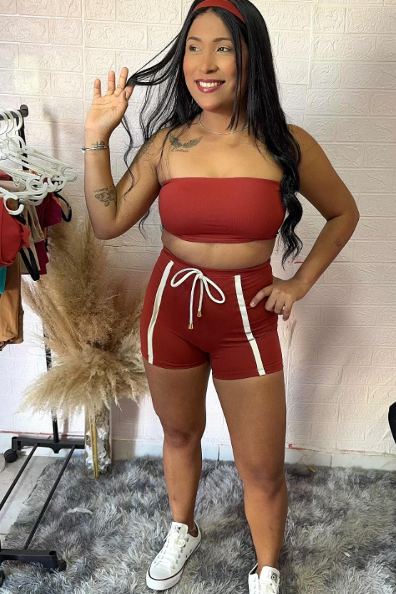 Conjunto Vermelho Tomara que Caia
